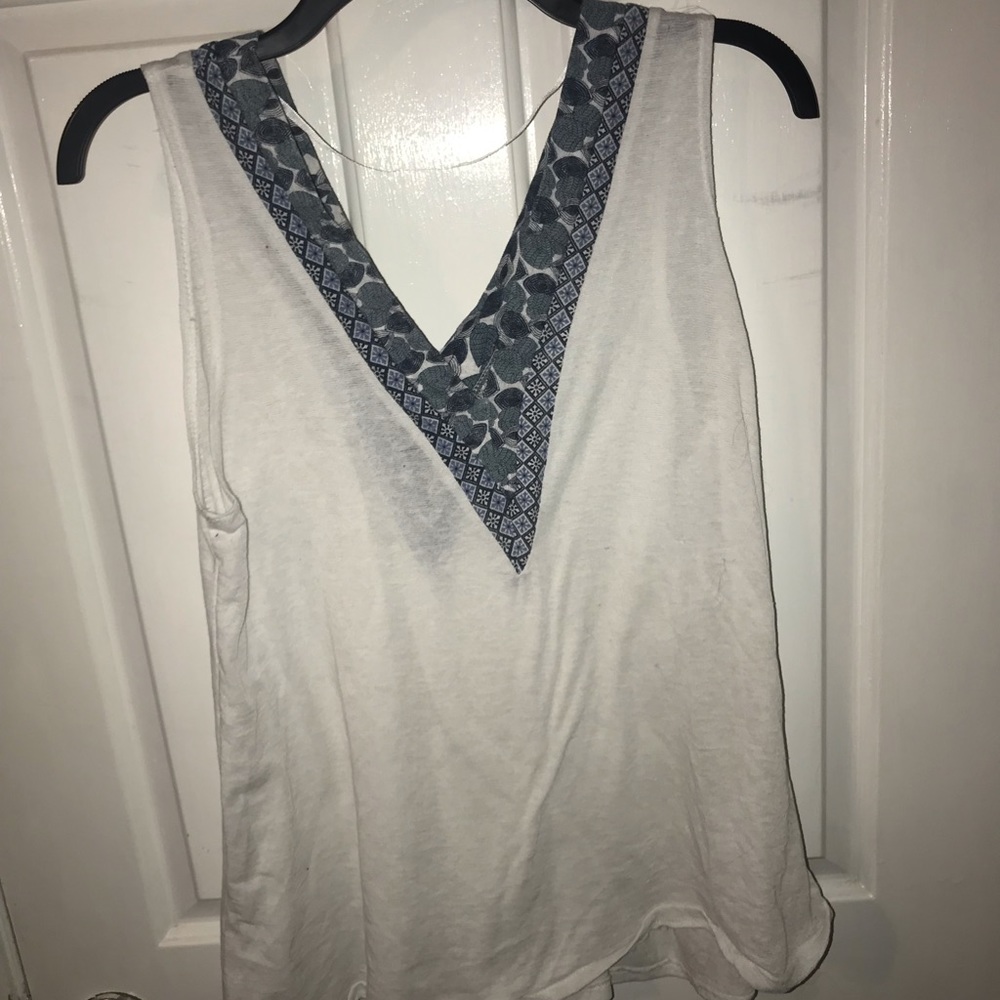 White sheer comfy tank vneck on both sides